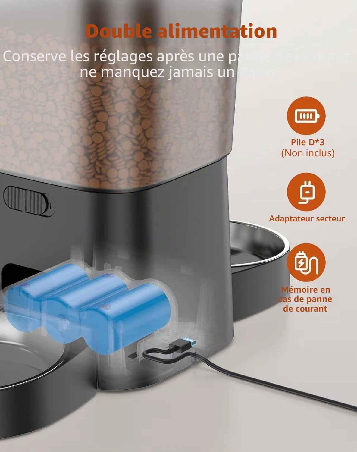 HoneyGuaridan Distributeur Croquettes Chat Automatique, 5G/2.4G WiFi Distributeur Automatique de Nourriture pour Chats/Chiens, Scellé pour Garder la Fraîcheur, 1 à 6 Repas/Jour