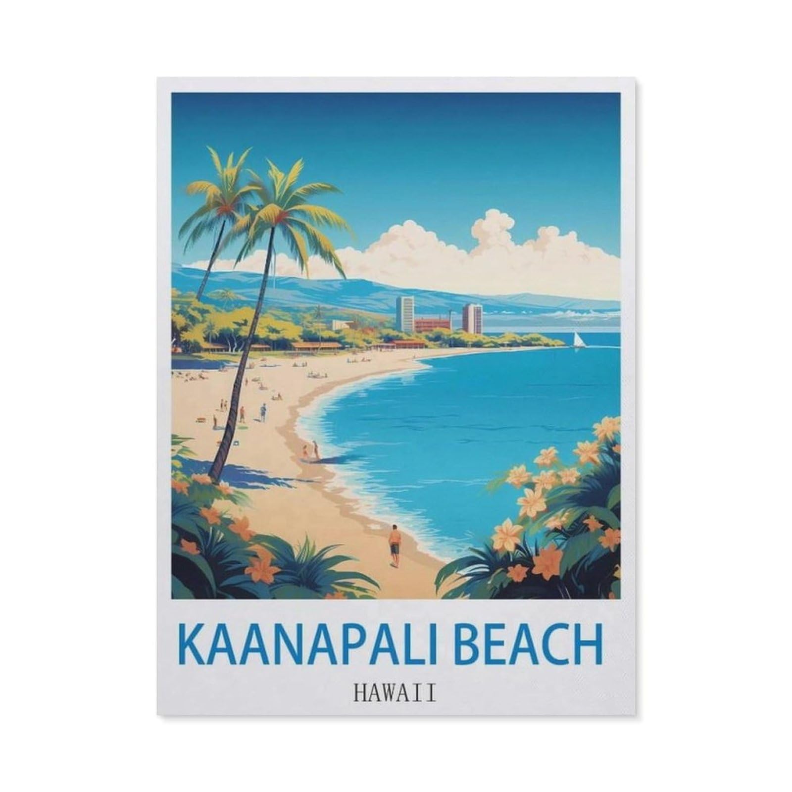 Metal Sign，Kaanapali Beach Hawaii，Vintage Tin Sign Home Kitchen Bar Cafe Club Cave Wall Decor(30x40cm）12x16 inch-ED63