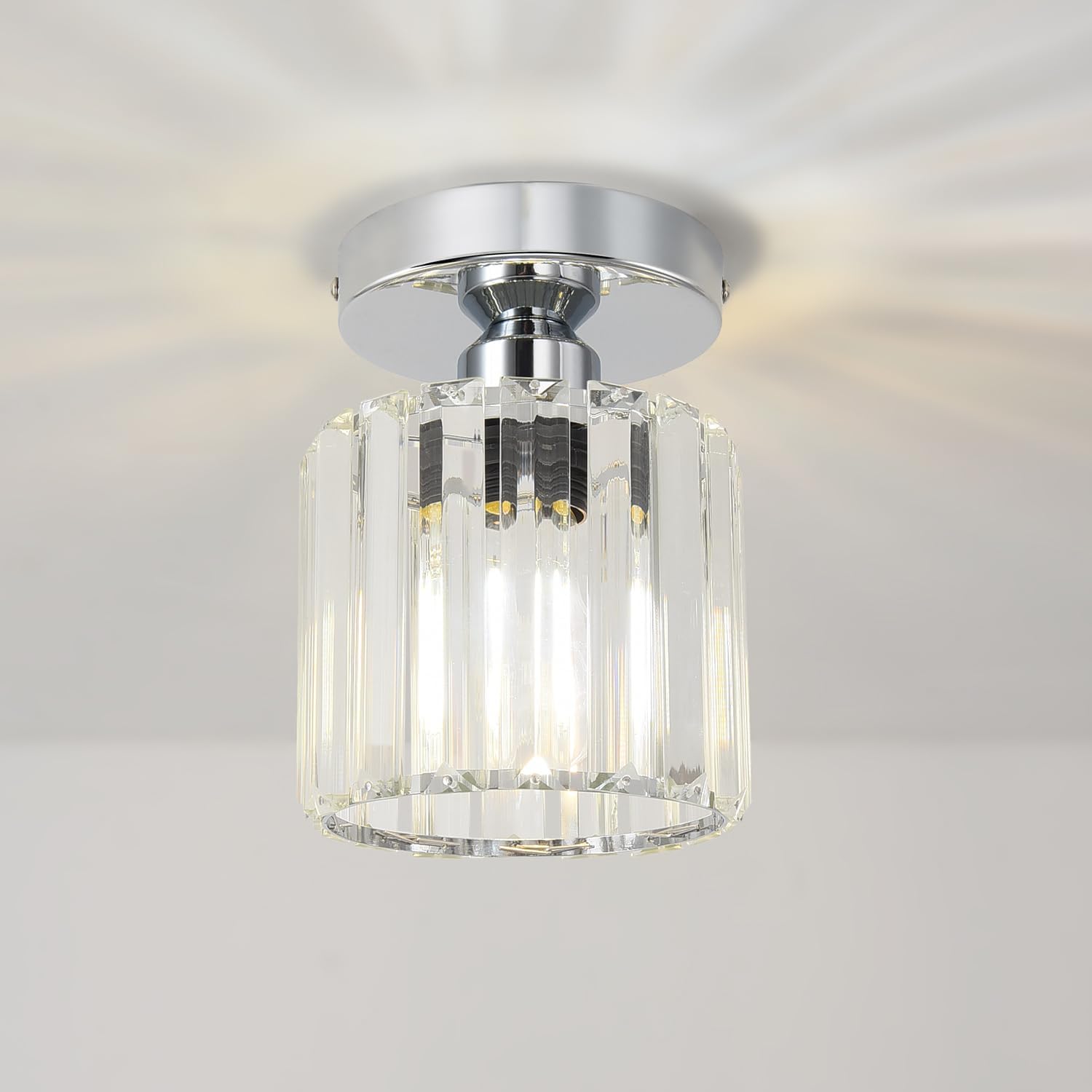ANWIO Hallway Lights Ceiling,Kitchen Light Ceiling,Ceilings Lights Living Room,E27 Light Shade Ceilings,Morden Silver Crystal Chandelier,Lounge Lights Ceilings (LAMP DIAM 13.5 CM)