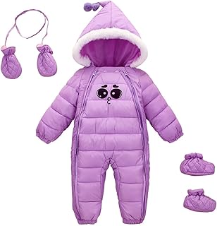 AIEOE Baby Snowsuit Winter Coat Warm Hoodie Romper Puffer Cute Baby Snowsuit Zipper Snowsuit Winter Outwear Kids