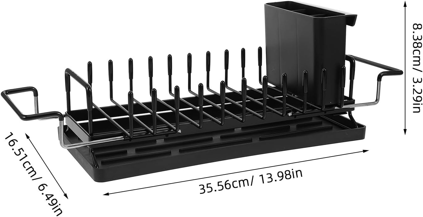 Dish Rack with Drain Over Sink Drying Rack Expandable Kitchen Organizer with Drip Tray Large Capacity Cutlery Holder for Countertop Storage