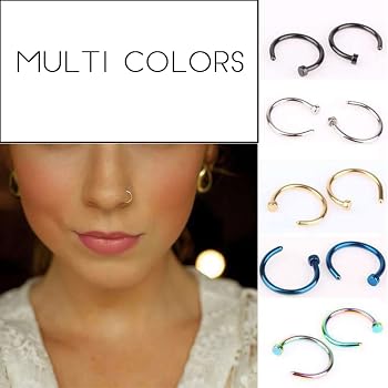 Piercing Naso 10 Pezzi Acciaio | Zirconi E Stili Diversi | Anello L-Forma E Septum | Regalo Look Originali - copertina