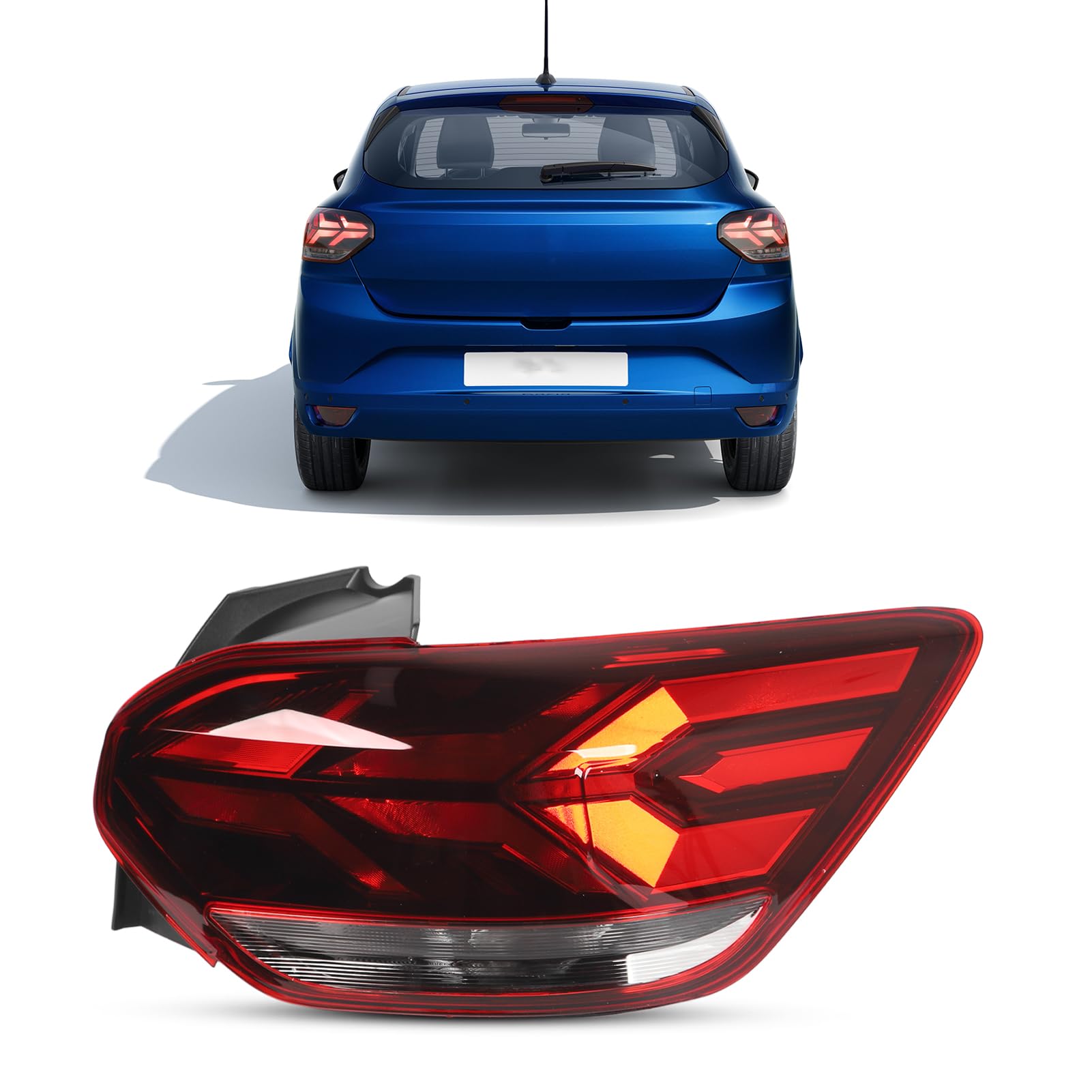 Ejoyous Obudowa Lampy Tylnej ABS PMMA PC Zespół Tylnej Lampy Bezpośrednia Wymiana Odporna na Zarysowania Łatwa Instalacja dla Sandero MK3 2021 Plus Stepway MK3 2021 Plus (Po prawej: 265501832R)