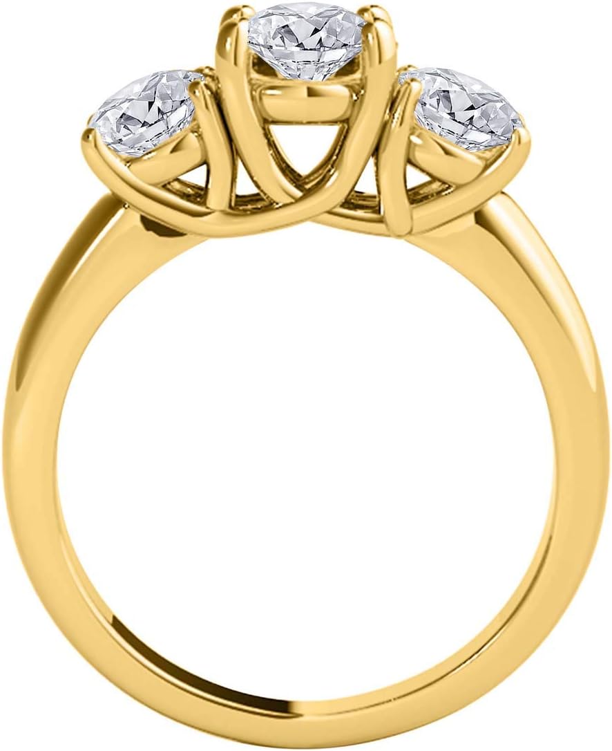 MauliJewels 1/2 Carat Three Stone Diamond Engagement Ring Crafted4 Prong-Setting14k Solid Rose & White Gold