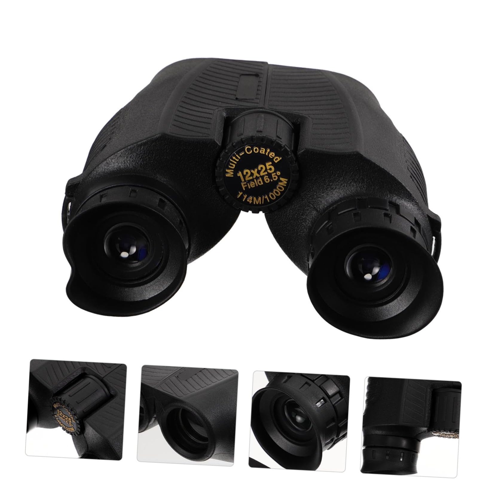 Tofficu Binocolo Compatto 12x25 Nero in Gomma Grande Oculare e Vista Larga per Concerti e Birdwatching, Resistente All'acqua e Comodo da Usare