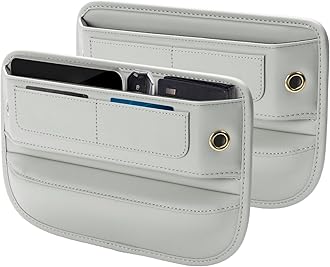 Premium Leather Car Seat Gap Filler Organizer, Universal Fit Interior Accessory with Card Slots, Car Center Console Organizer for Suv, Truck (Beige, 2 Pack)