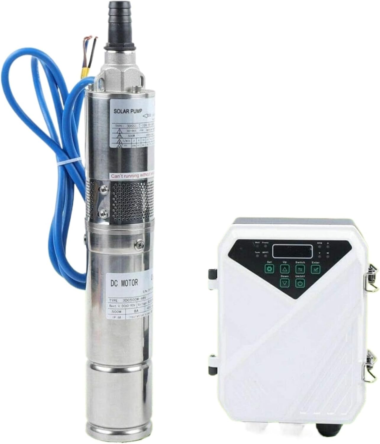 1pcs 3-Inch Solar Submersible Bore Hole Deep Well Water Pump Solar Water Well Pump Mppt Controller Kit 500W