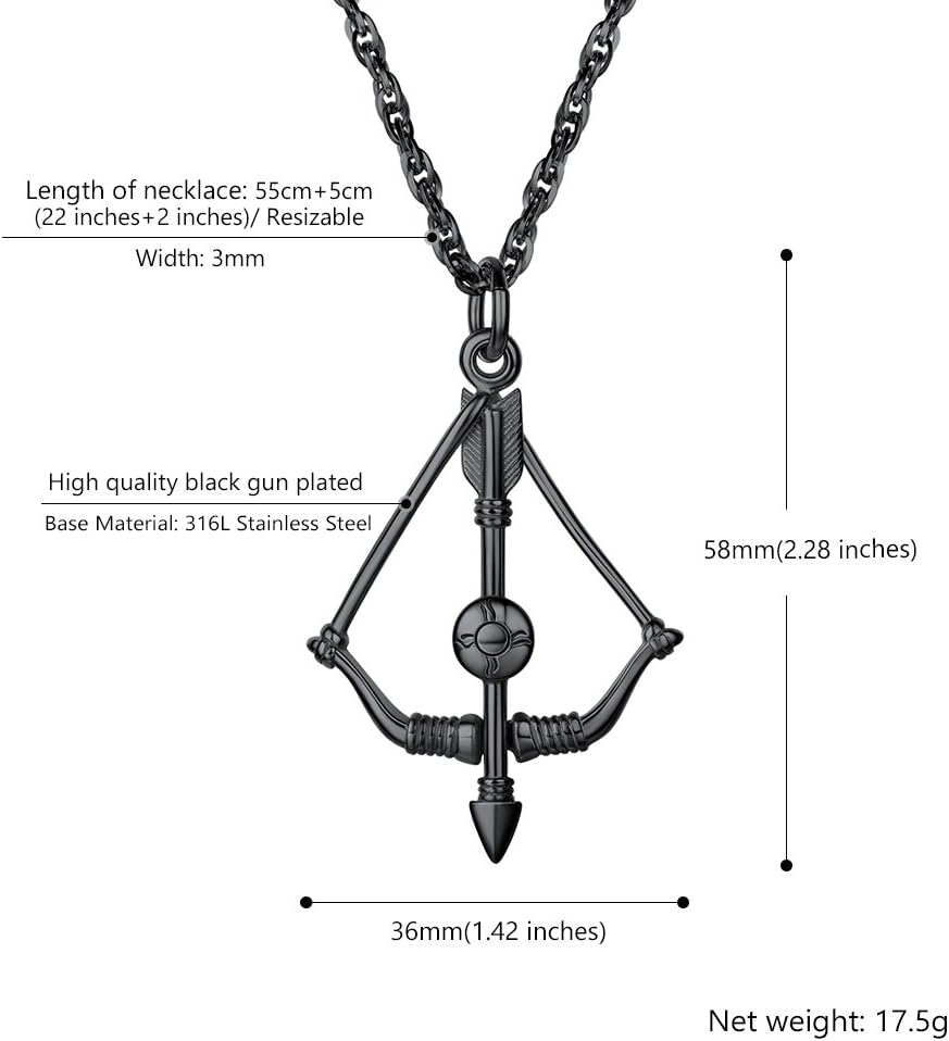 PROSTEEL Bow & Arrow Necklace,Sagittarius Necklace,Archery Necklace,Hunter Charm,Mens Womens Jewelry - Image 6
