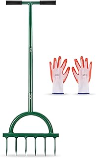 Enlfjoss Lawn Spike Aerator, 35" x 11",Manual Lawn Aerator,Gardening Lawn Aerator for Compacted Soils and Lawns, Non-Slip ...