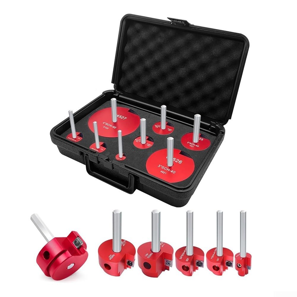 Kit de escariador de tubería PPR 8 piezas juego de herramientas de ahorro de montaje con eje hexagonal de 3/8 pulgadas para tubería de agua de drenaje de PVC CPVC ABS de 1/2 a 4 pulgadas de diámetro
