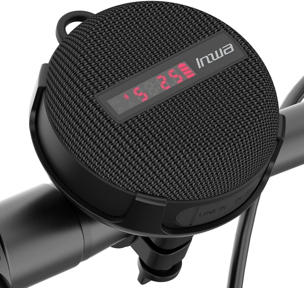 Inwa Portable Bluetooth Speaker, Bike Speaker with Speed Display, Wireless Speaker 480 Mins Playtime, Decent Sound, Compact Size, Loudness for Bicycle Riding, Hiking, Showering(Sold by Huide Europe)
