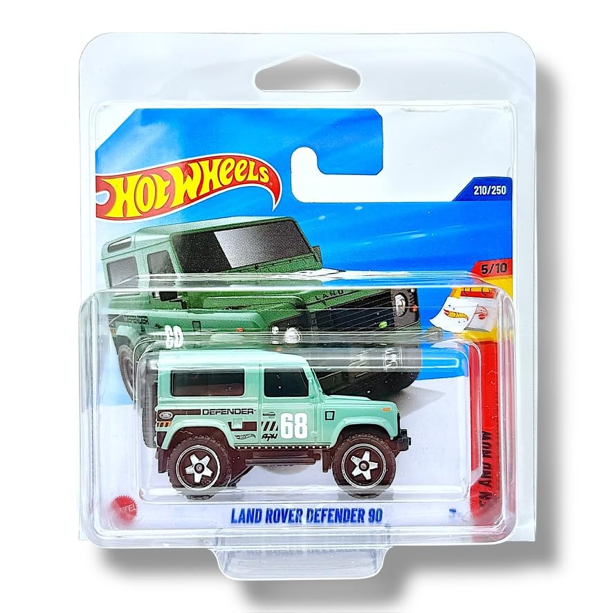 Hot Wheels Land Rover Defender 90 (Light Green & Black) 5/10 Then And Now - 2025-210/250 (Short Card) - includes a KLAS Car Keeper Protector Case - JBC16