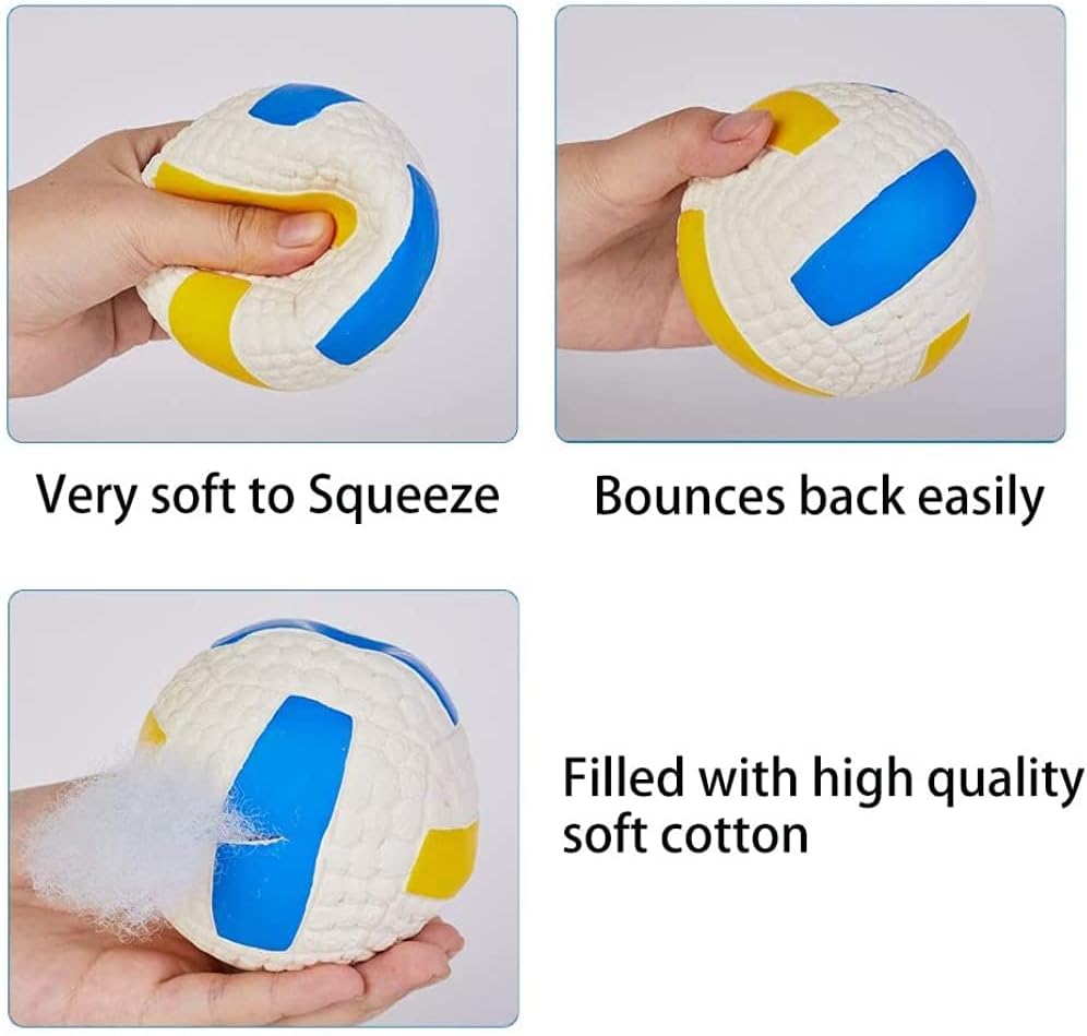 Squeaky Rubber Latex Dog Toy for Small Medium Large Dogs Bouncing Interactive Fetch and Play Floats on Water for Soft Chewer (Large, Volleyball)