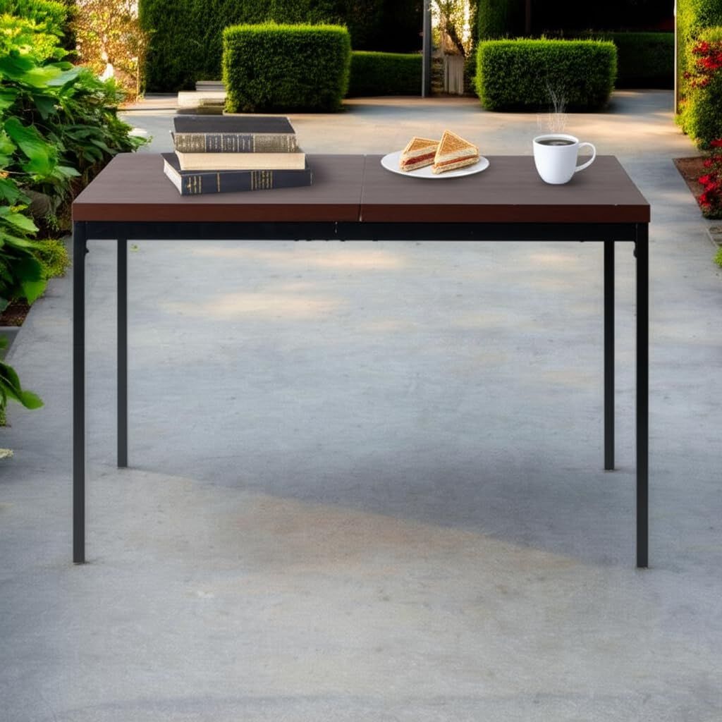 Table à service de jardin FurnitureR en bois et métal 120x70x75cm pour 4-6 personnes
