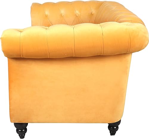 Miniatura 81 de Sofá Chesterfield de terciopelo, sofá tapizado clásico capitoné, moderno de 3 plazas, muebles largos con respaldo copetudo para sala de estar y
