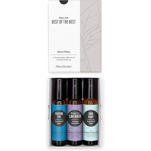 Edens Garden Essential Oils Best of The Best Roll-On 3 Set – 100% Pure Therapeutic Grade, Ready-to-Use Aromatherapy: Fighting Five, Good Night & Lavender Oil - for Skin & Home, 10 ml Roll-On/ 3 Pack