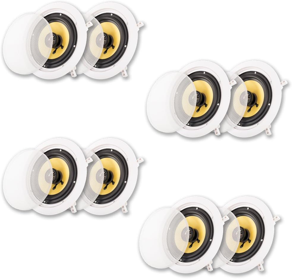 Acoustic Audio HD-6 in Ceiling 6.5" Speakers Home Theater Surround Sound 4 Pair Pack