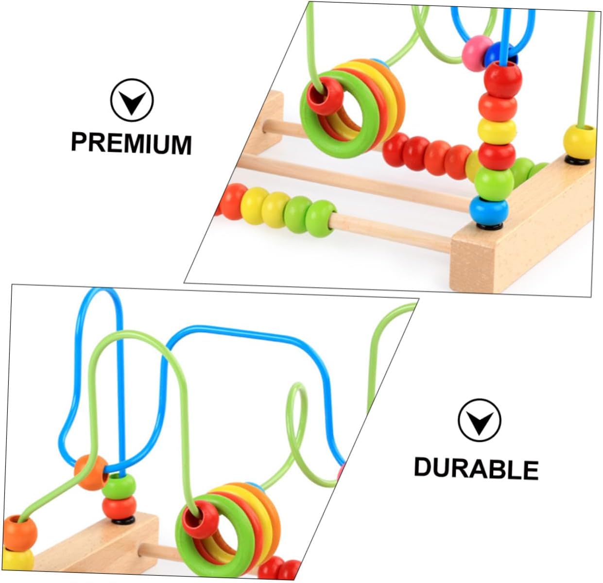Wooden Bead Maze for Early Educational Plaything with Fruit Beads Safe Smooth Edges Preschool Learning Maze Game for Year Old Boys Random Color