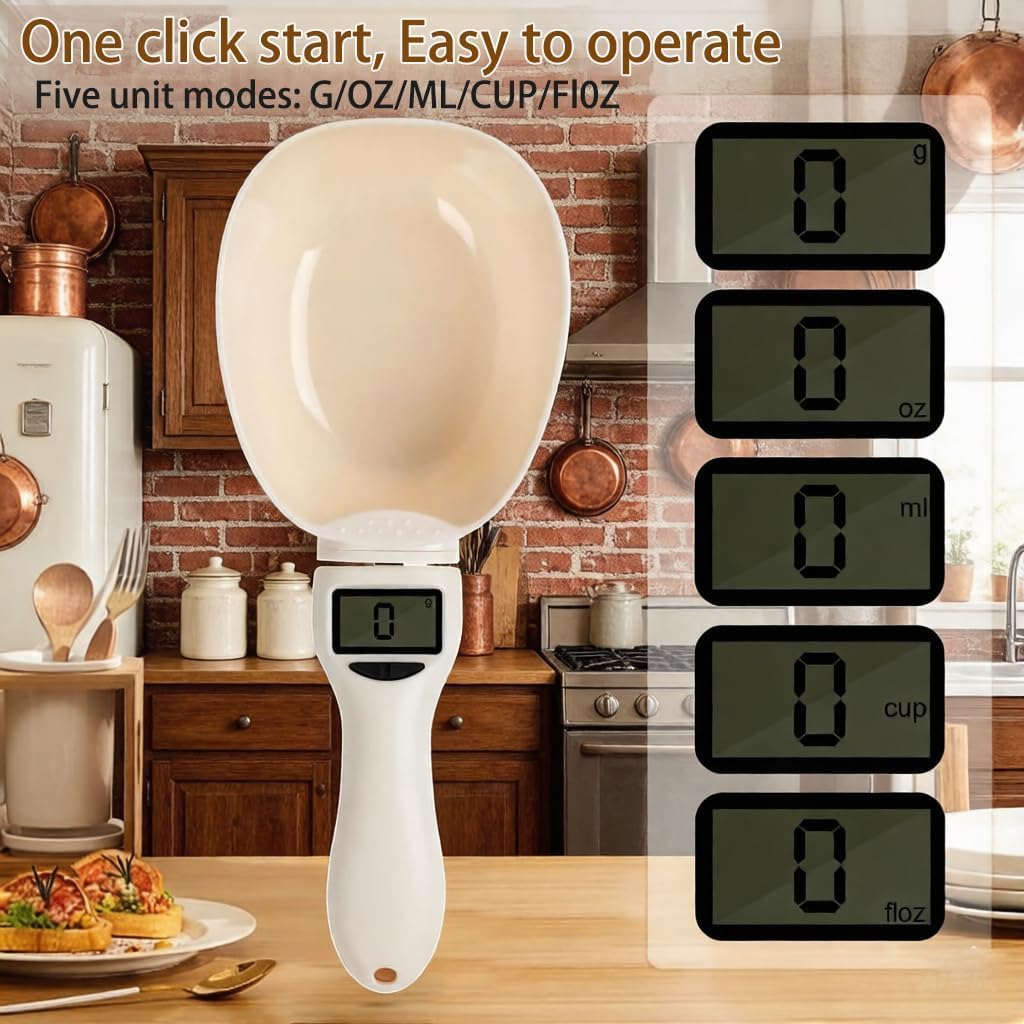 Digital Measuring Spoon Scale - High Precision Electric Measuring Spoon with Led Display, ABS Digital Food Scale Grams and Ounces, Removable Handle for Kitchen Gadgets & Daily Meals (1PC)