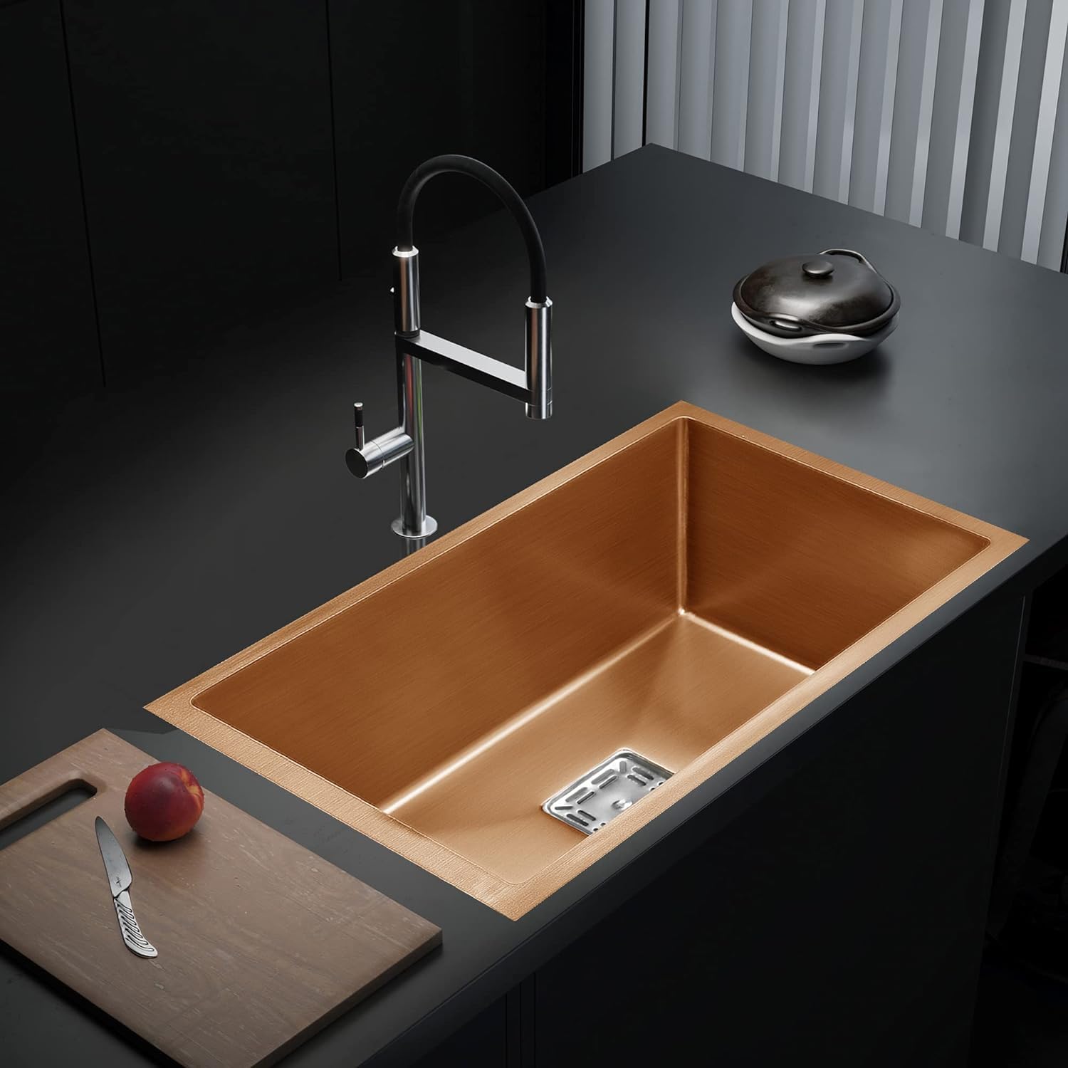 REMOTION Premium 304 Stainless Steel Sink For Kitchen Handmade Sink Single Bowl With Sound Proof Pads | Waste Pipe | Square Coupling | Adjustble Rack (Rose Gold, 24 x 18 Inch) (B0DCZTHWQ8) Amazon Price History, Amazon Price Tracker