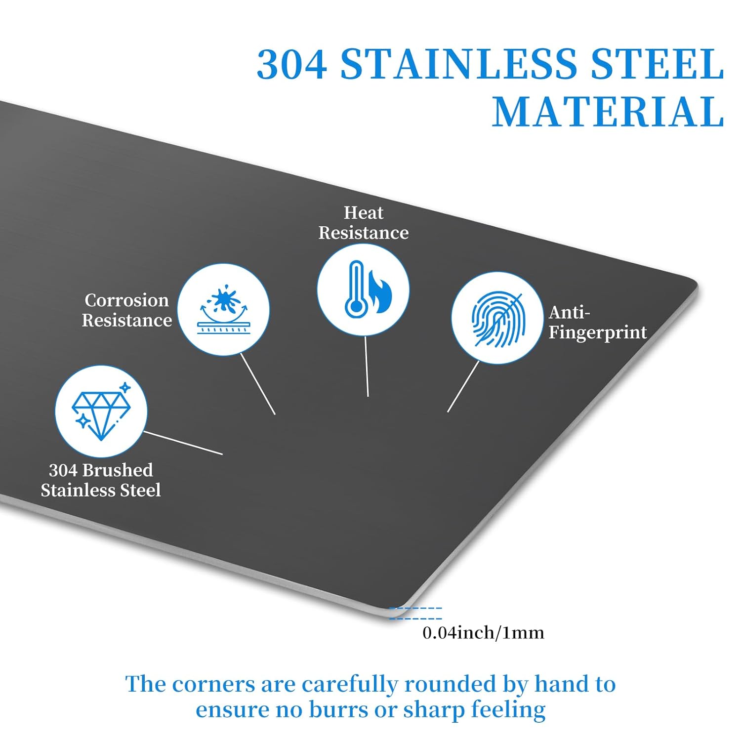 304 Brushed Stainless Steel Sheet Gap Filler, Self-Adhesive Metal Gap Filler Trim Strip for Wall Oven/Microwave Combo/Range/Cooktop, 30" Long, 1.0'' Wide, 20Ga Thickness