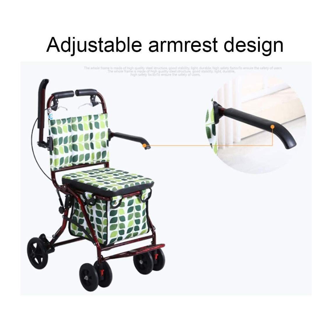 Carrello della Spesa Deambulatore Pieghevole con Ruote Deambulatore con cestello per la Spesa Sedile Imbottito Trolley Ausili per disabili