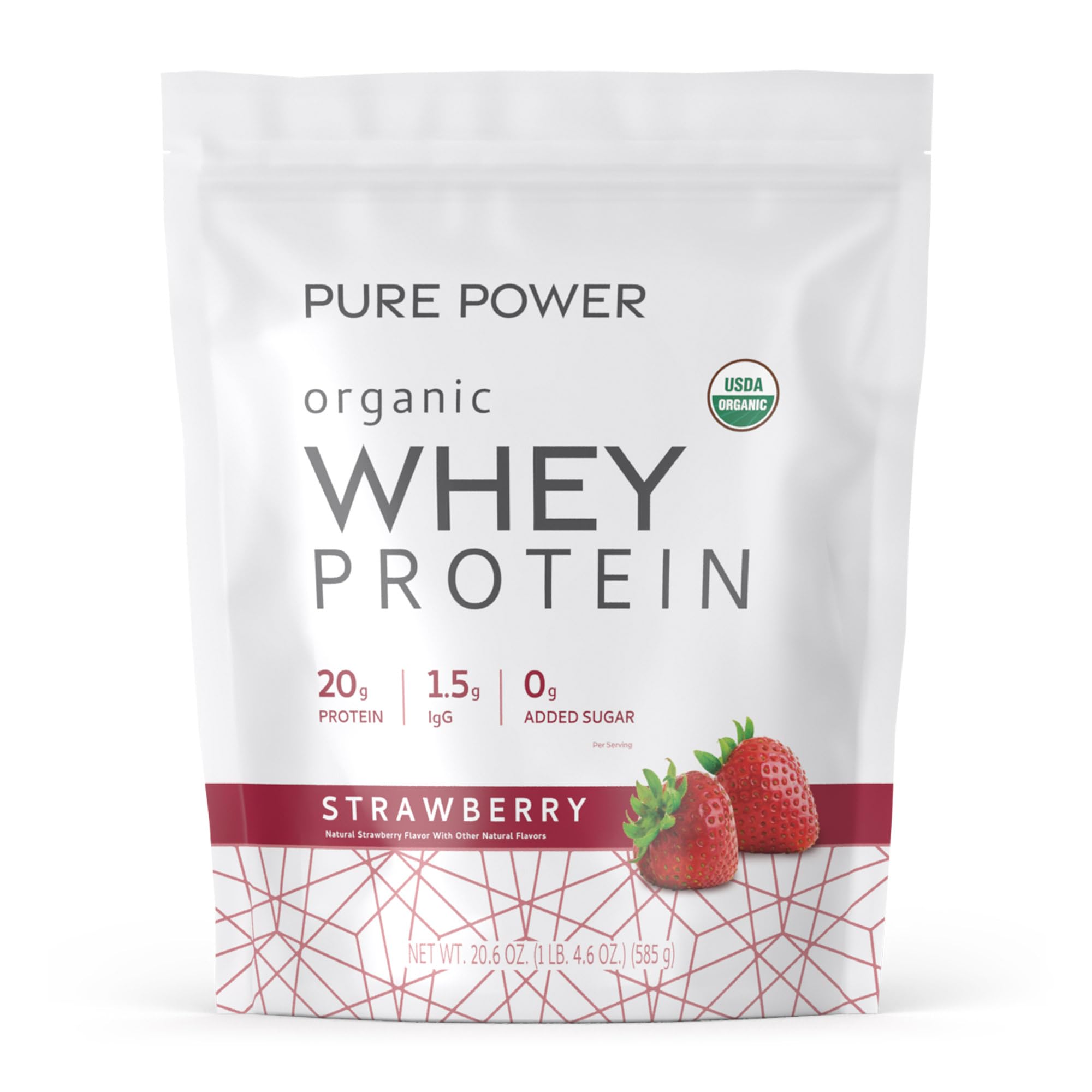 Dr. Mercola Pure Power Organic Whey Protein, 20 g, Strawberry, 20.60 oz