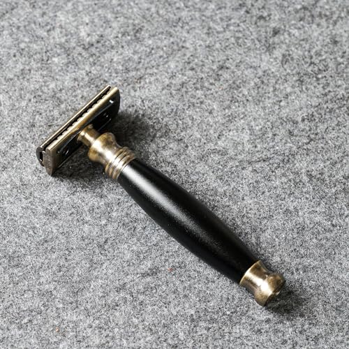 FREED-Bronze-Series-Double-Edge-Safety-RazorAluminum-alloy-material-with-10-Japanese-6cr13-Stainless-Steel-Bladeits-the-best-gift-for-men-fathers-or-birthday-Black