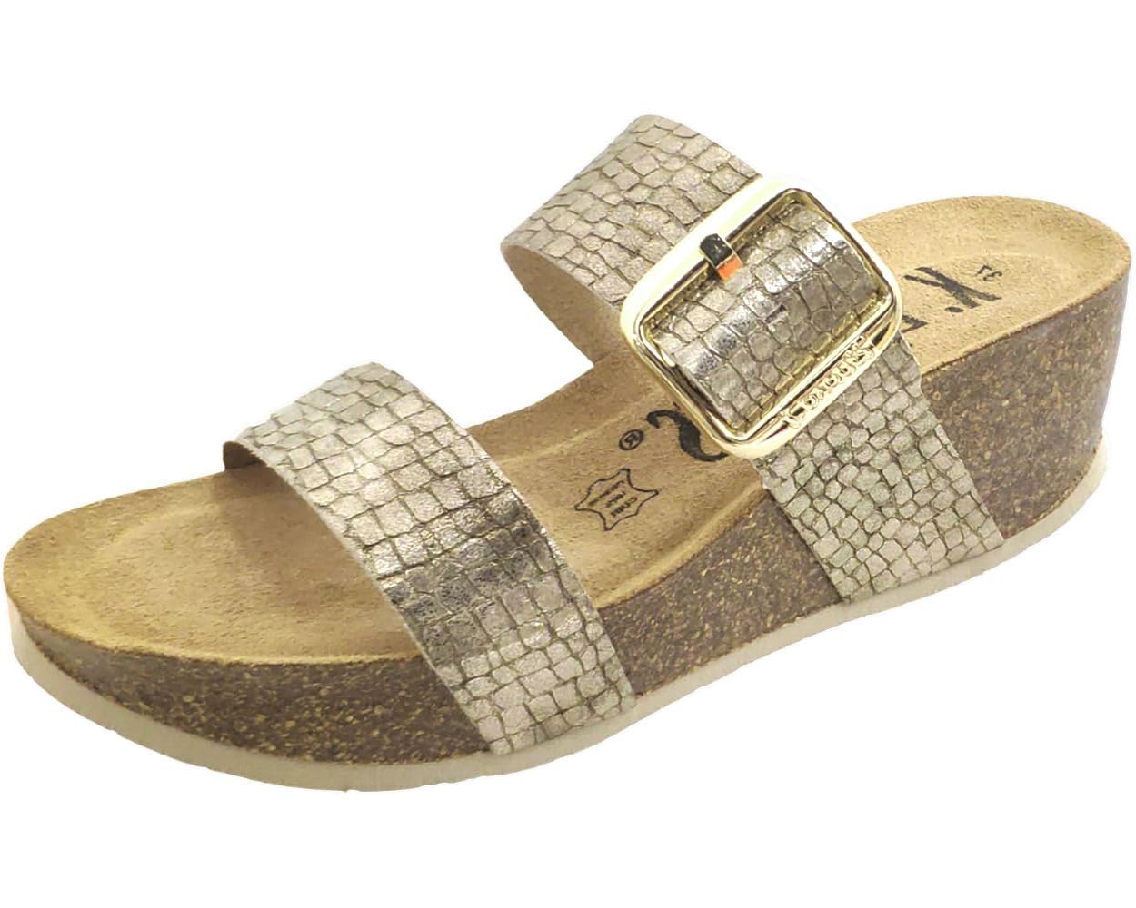 K.Daques, CULIP, Femme Mule Gris Clair Serpent