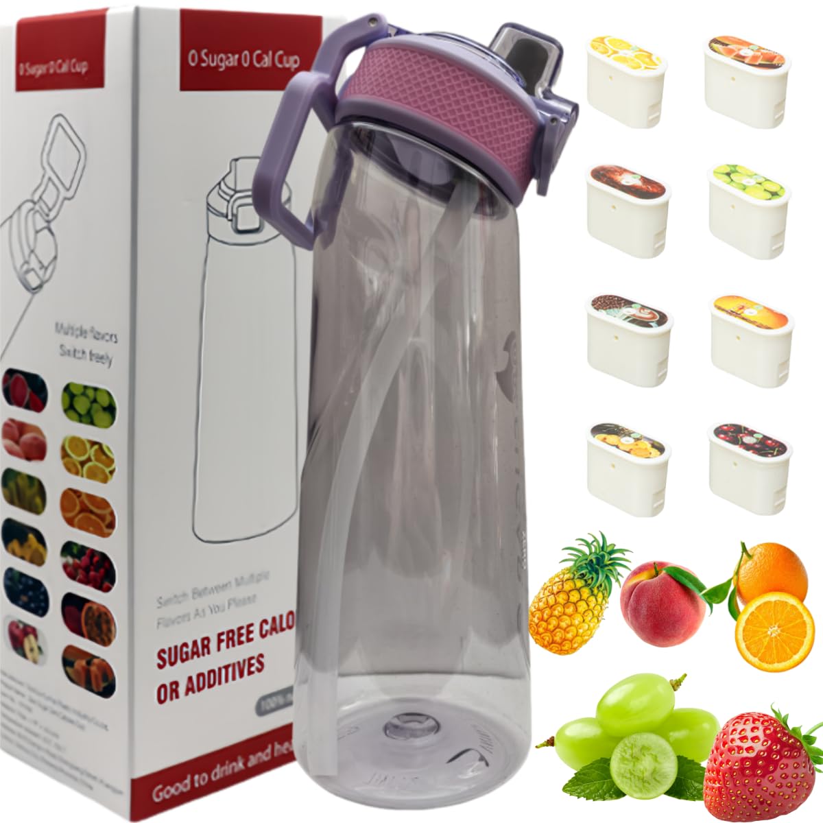 Putextile Water Bottle with 1 Flavor Capsule, 2.0 Upgraded Version, 700ml, BPA Free, for Gym and Outdoor Activities (Color F + 1 Random POD) โ image 1