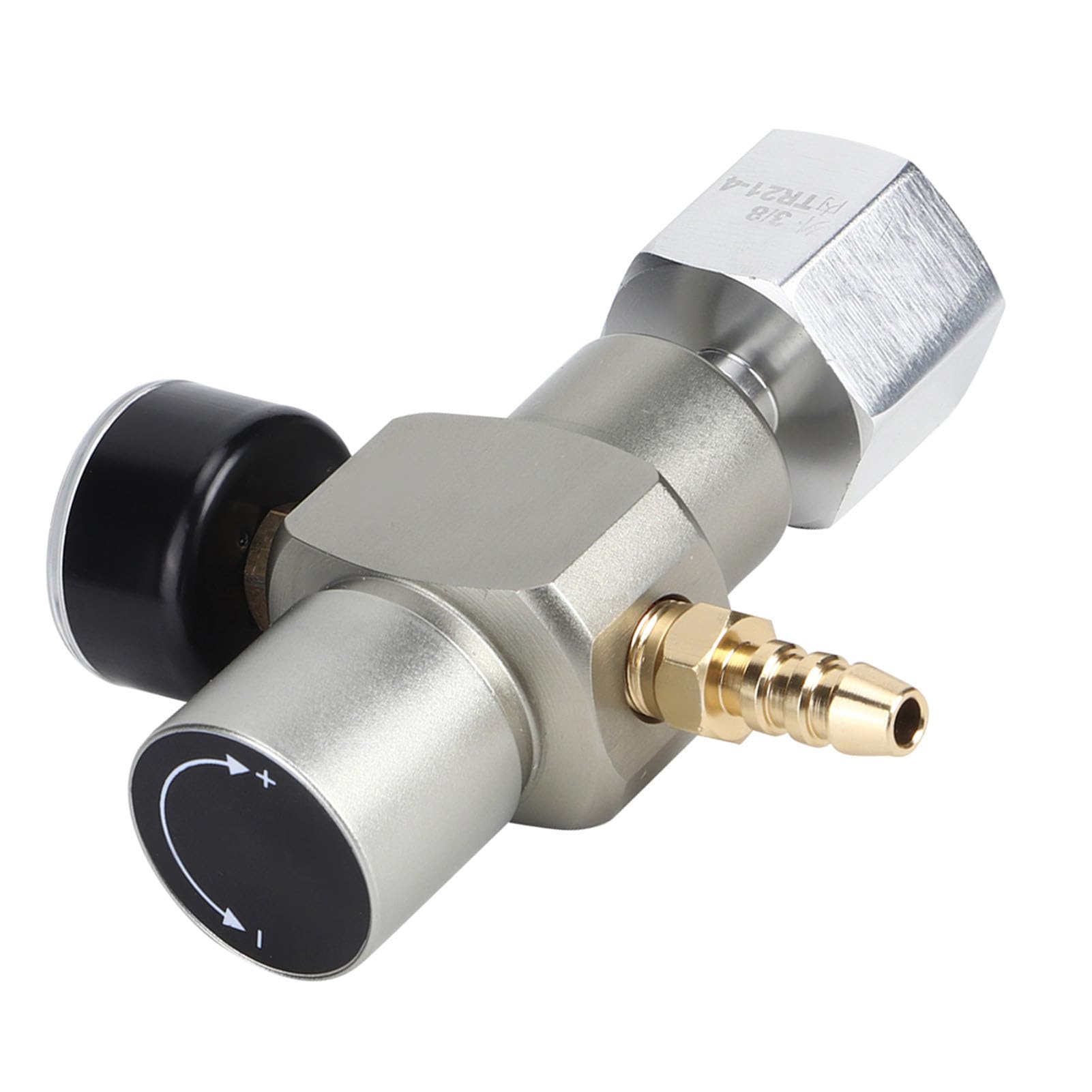 Aoresac Mini regolatore di gas CO2, manometro di soda con adattatore da 3/8" a TR21.4.2 in 1 per serbatoio di gasatura con cartuccia di CO2 da 12/16 G, manometro basso