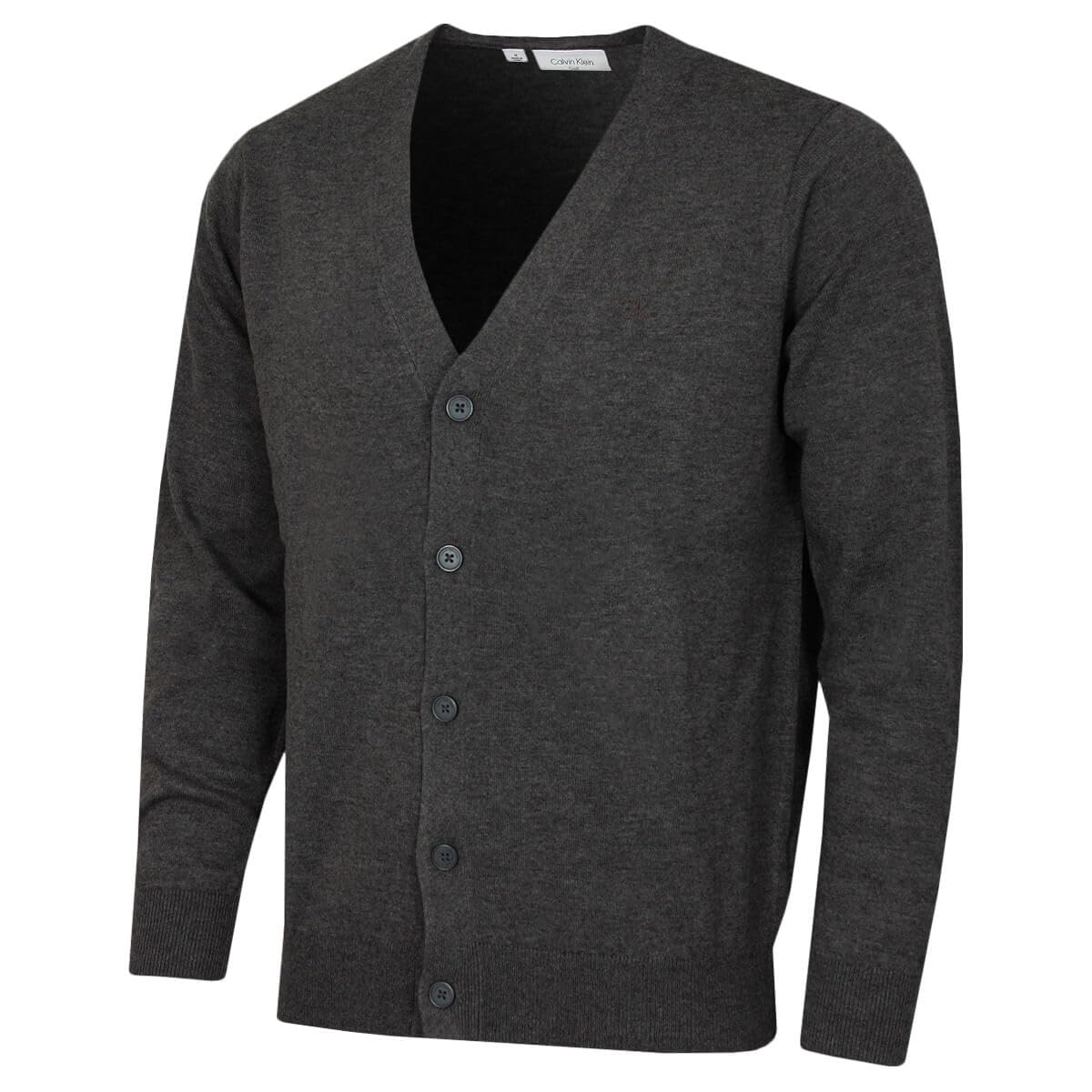 Calvin Klein Men's Charcoal Marl Blackthorn V-Neck Soft Cardigan - Xxxl