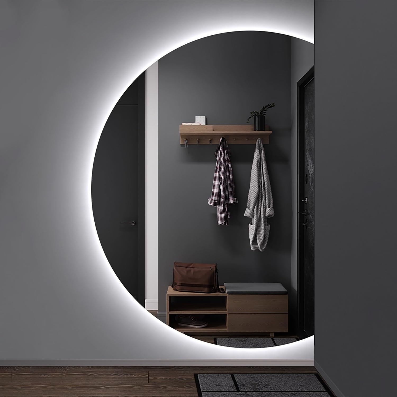 Miroir anti-buée tactile avec 3 couleurs de lumière LED et verre sécurisé