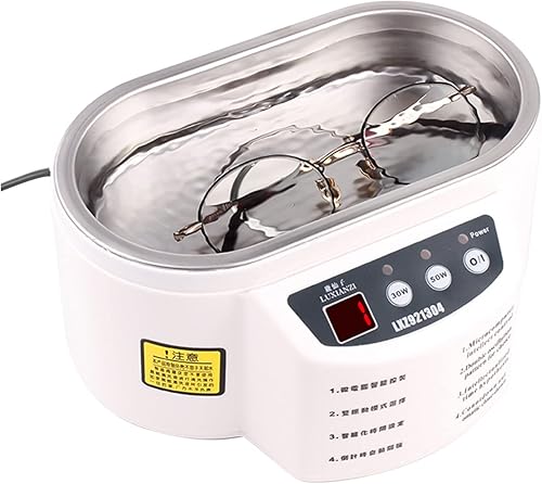 TXTC Limpiador ultrasónico de dentadura dental, máquina de limpieza de acero inoxidable para joyas, anillo, lentes, correa de reloj, monedas,