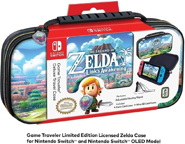 Officially Licensed Nintendo Switch The Legend of Zelda: Links Awakening Carrying Case with Adjustable Viewing Stand and Game Card Storage