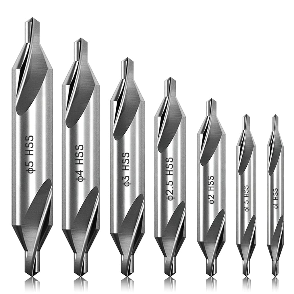 Serplex® 7 Pieces Center Drill Bits Set M2 High Speed Steel Center Drill Kit Lathe Tools with 60-Degree Angle for Lathe Metalworking and Precision Drilling in Size 1.0 1.5 2.0 2.5 3.0 4.0 5.0-image-7