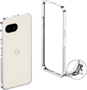 DAYJOY Metal Bumper Frame Case Compatible with Google Pixel 9A, Buckle Design Premium Aluminum Alloy Shockproof Bumper Frame Heat Dissipation Shell Silver
