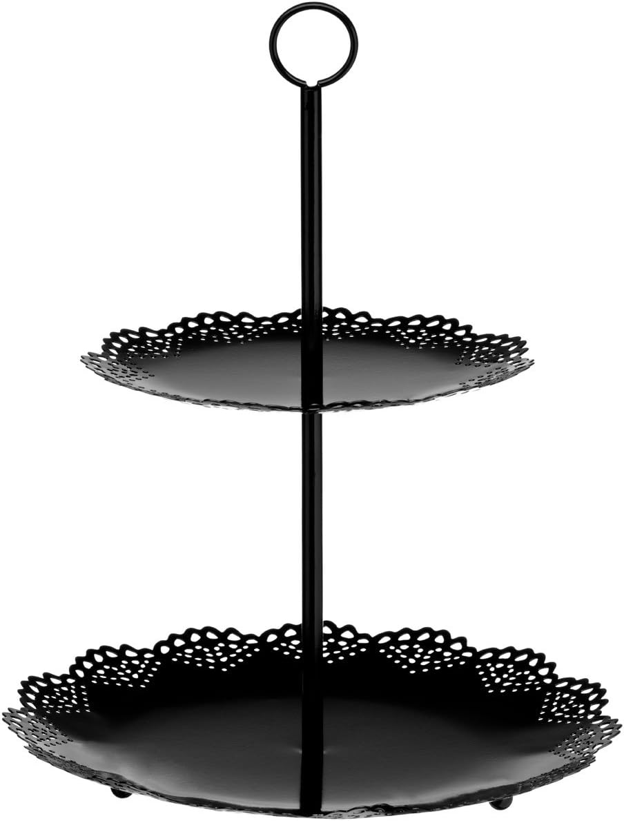 VICTORIAN - 2 Tier Metal Cake Stand / Afternoon Tea Plate - Black