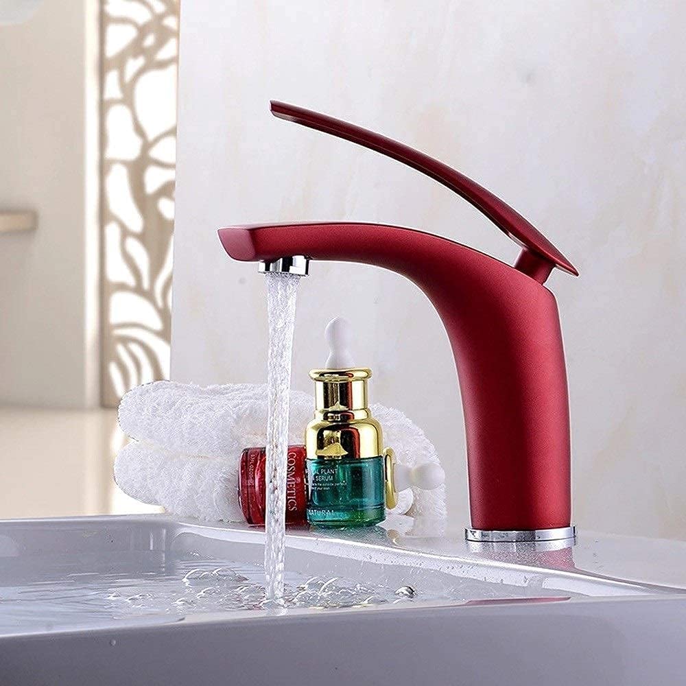 Robinet de lavabo au-dessus du comptoir mitigeur de qualité supérieure fini noir rouge