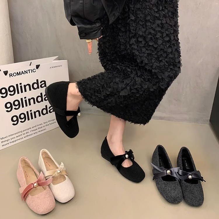 Women's Fashionable Bowknot Design Suede Flat Shoes, Casual Comfy Comfort Comfortable Round Toe Shoes for Daily Wear, Ballet, Lightweight Breathable for All Seasons3