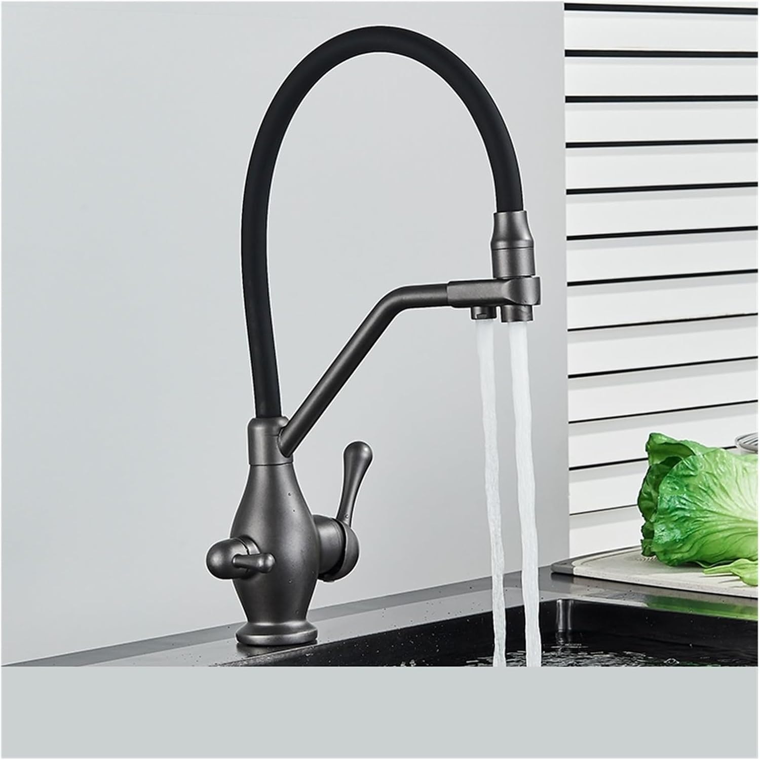 Sink taps for Pair Filtered Water Kitchen Spout Filter Mixer Rotation Purification Feature Faucet (Color : Matte Black Bathroom tap