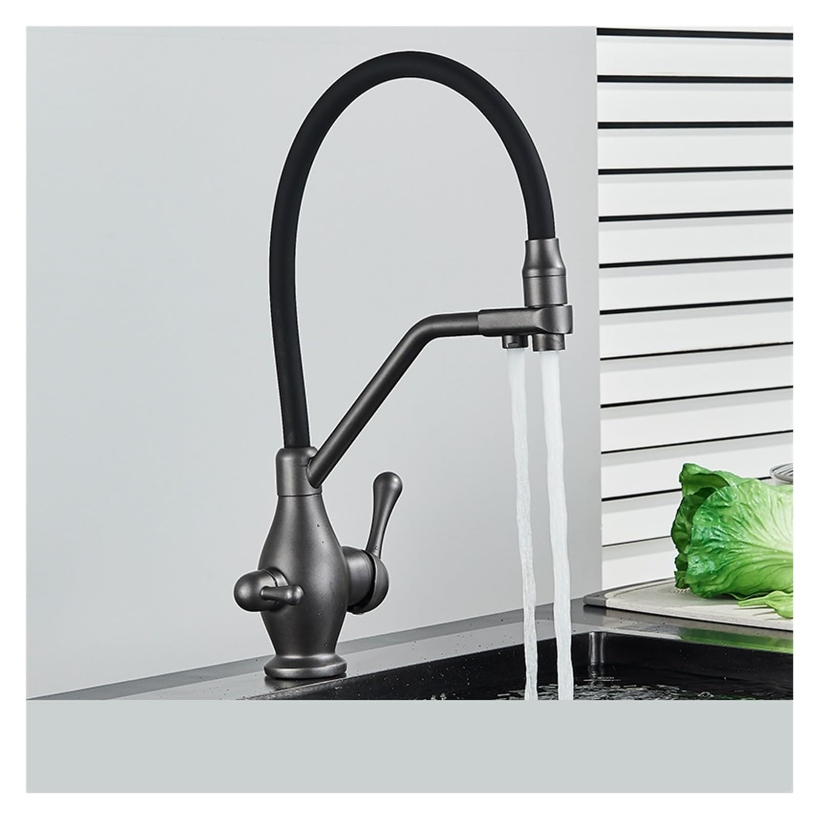 BHFPFZA Stainless Steel Kitchen Sink Faucet Mixer Tap Swivel Single Lever Design Modern Bathroom Fixtures with Fittings - Plated h for