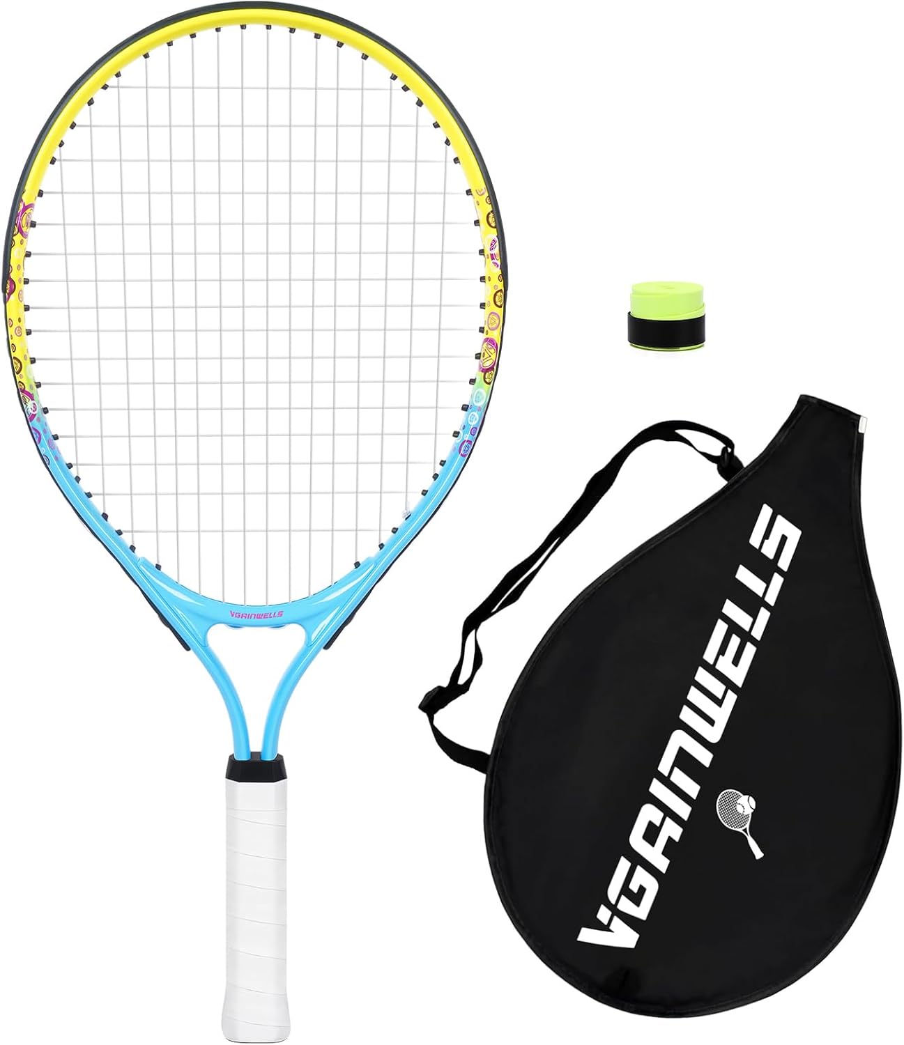 17"-23" Kids Tennis Racket for Aged 2-9, Lightweight and Durable, Including 1 Toddler Tennis Racket and 1 Replacement Grip Tapes