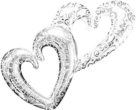 Silver Swirl Double Heart Balloon - Giant 53in x 36in Wedding Ceremony Supplies