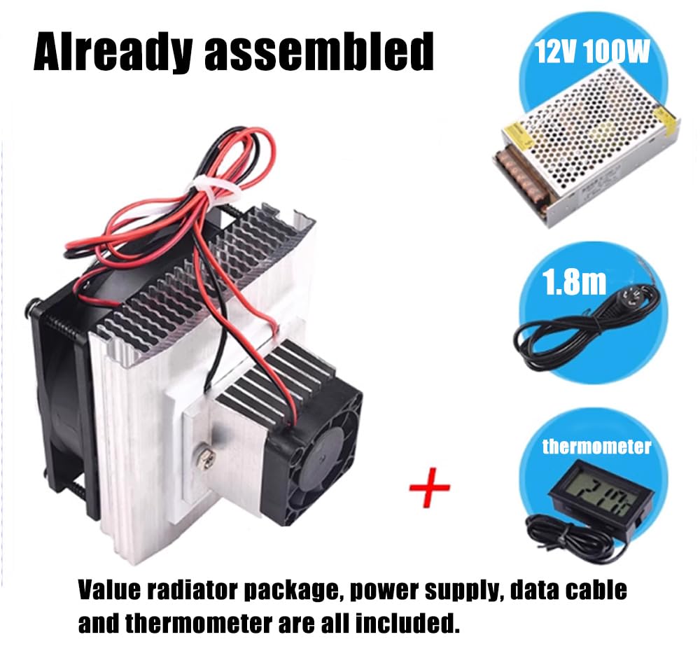 Mini condizionatore d'aria DC 12 V fai da te termoelettrico Peltier refrigerazione sistema di raffreddamento dissipatore di calore + 12 V 78 W interruttore alimentatore driver + termometro con sonda
