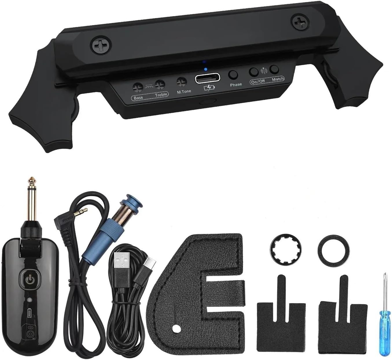 Acoustic Guitar Pickups Acoustic Guitar Wireless Pickup Electric Bass Cable Musical Instrument Accessories(Black)