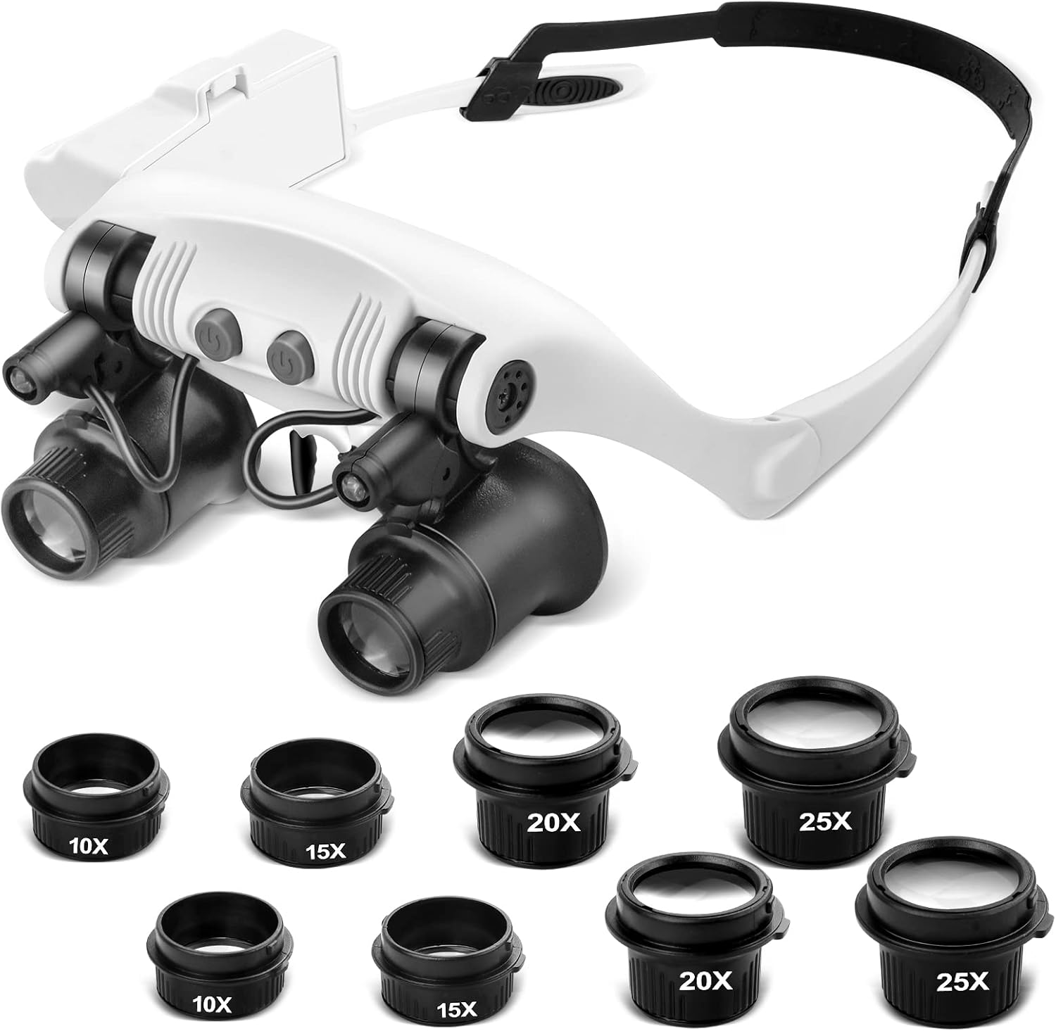 Buy JUOIFIP Hands Free Head Magnifying Glasses, Magnifier with Light, 10X15X20X25X Magnifier