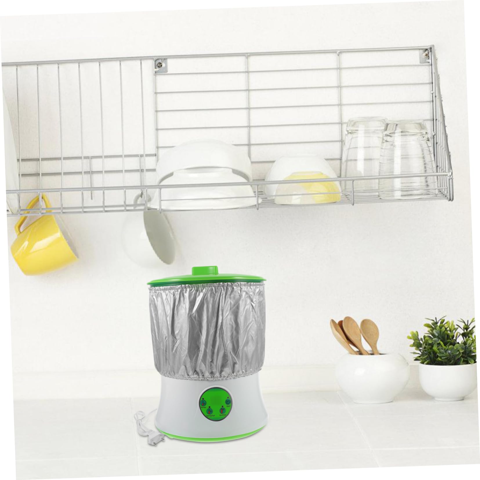 Happyyami Máquina Inteligente para Hacer Brotes de Soja de Doble Capa para Hogar, Gran Capacidad 220v Control por Microordenador, Sistema Automático de Circulación de Agua y Calentamiento