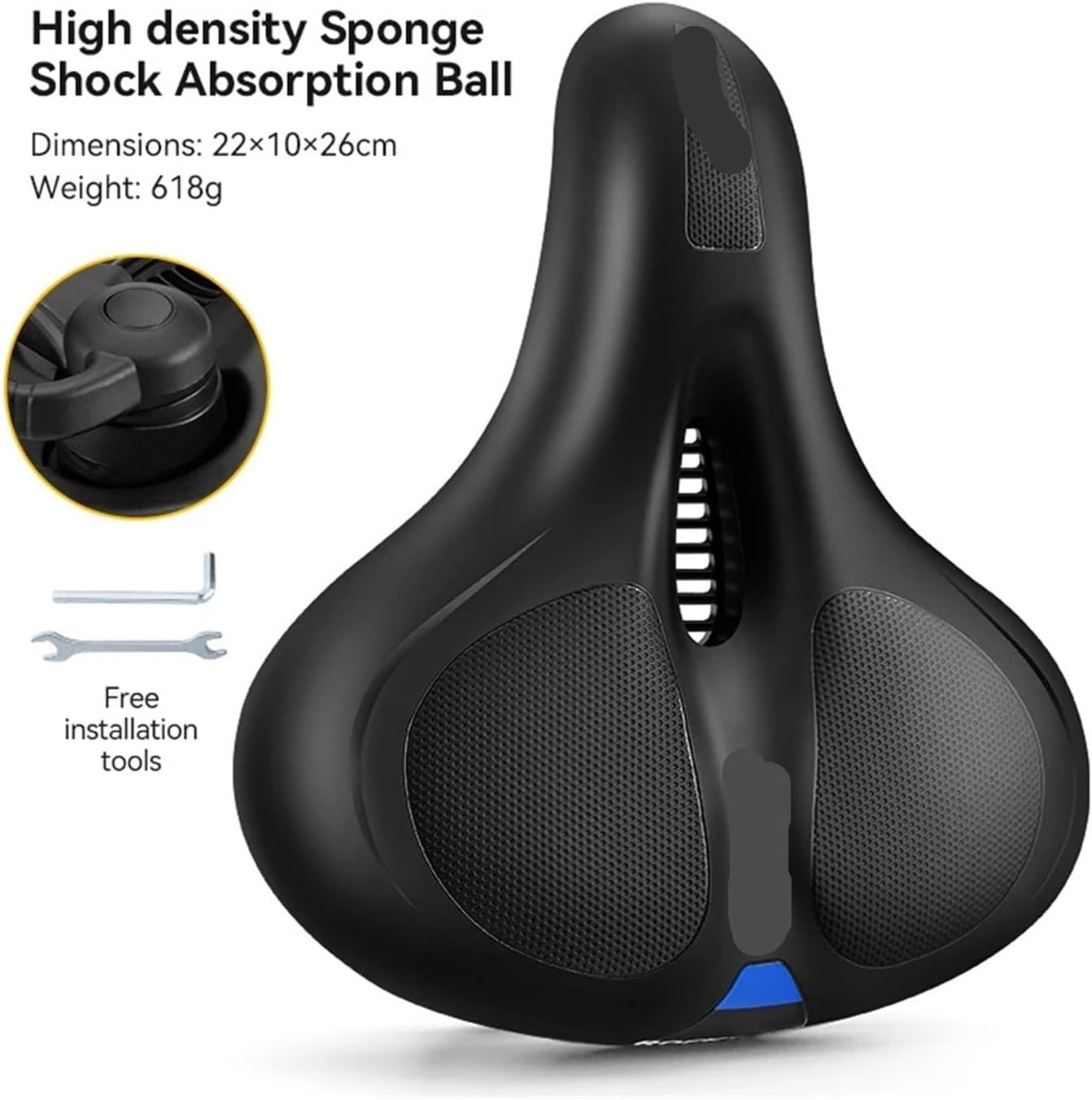 Bicycle Saddle Rainproof PU Surface Soft Sponge Shockproof Cycling Seat MTB Reflective Bike