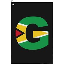16 x 24 Inch Golf Towel with Clip for Golf Bag, Super Microfiber Golf Towel G Letter Guyana Flag